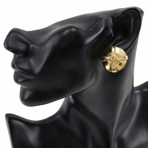 CHANEL Authentic Gold Logo Earrings